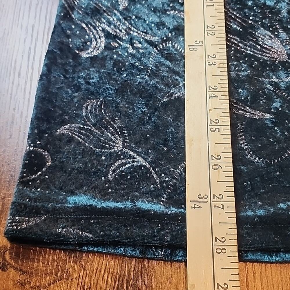 BENTLEY | Vintage Crushed Green Velvet Sparkle Long Sleeve Holiday‎ Tunic | L - Picture 8 of 9
